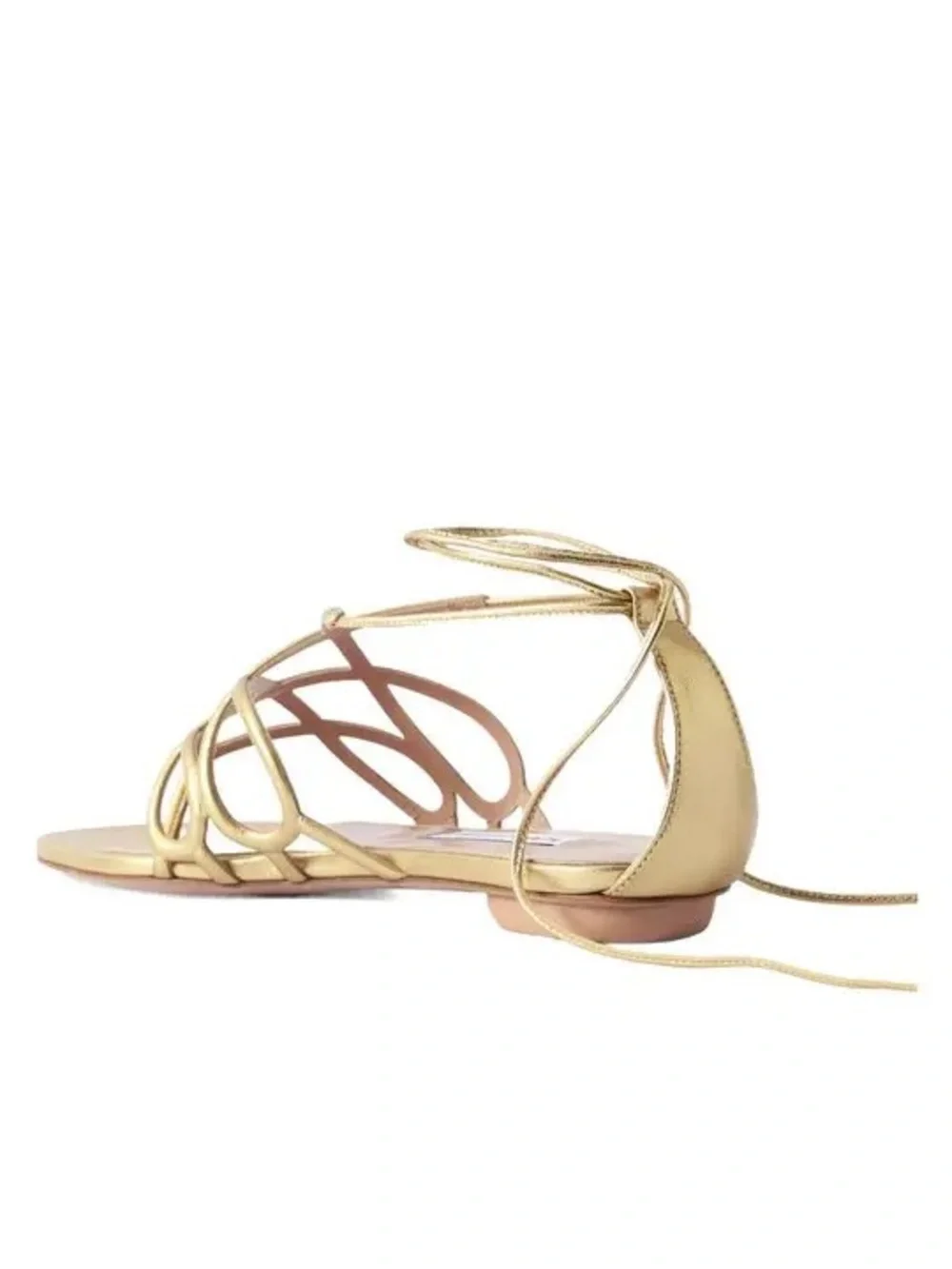 Aquazzura Infinito Metallic Gold Strappy Lace-Up Sandals size 38.5